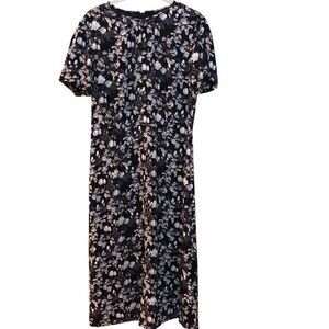 2/$30 Pendleton Women’s Dress Sz S Black White Midi Floral Crew Neck Back Zip